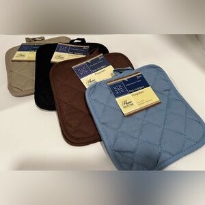 NWT Lot Of 8 Home Collection 100% Cotton 2 Each Blue/Brown/Black/Beige 7in X 7in